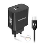 ALIGATOR PD 20W rýchlonabíjačka USB-C, USB-C/USB-C, čierna