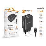 ALIGATOR sieťová nabíjačka iPhone/iPad 2xUSB výst.2,4A, smart IC,čierna