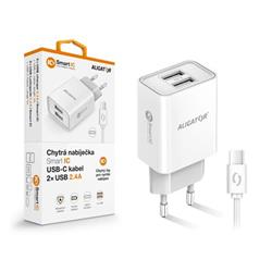 ALIGATOR síťová nabíječka USB-C 2xUSB výstup, 2,4A, smart IC, bílá