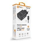 ALIGATOR síťová nabíječka USB-C 2xUSB výstup, 2,4A, smart IC, černá
