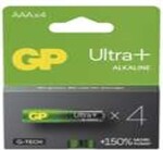 Alkalická batéria GP Ultra Plus AAA (LR03), 4 ks
