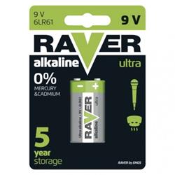Alkalická batéria RAVER 9V (6LF22) 1Ks