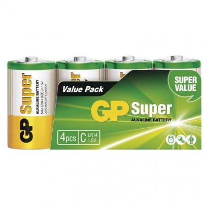 Alkalická baterie GP Super C (LR14) - 4Ks