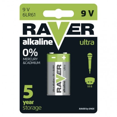 Alkalická baterie RAVER 9V (6LF22) 1Ks