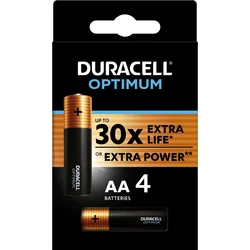 Alkalické batérie Duracell Optimum, 4 ks (AA)