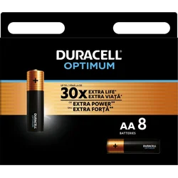 Alkalické batérie Duracell Optimum, 8 ks (AA)