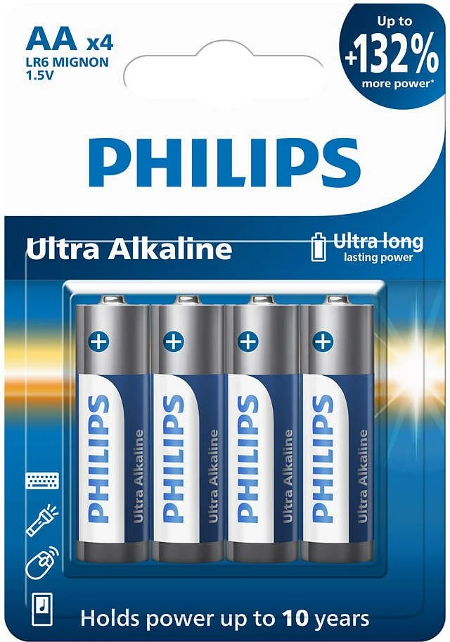 Alkalické batérie PHILIPS LR6E4B/10 AA Ultra (4ks)