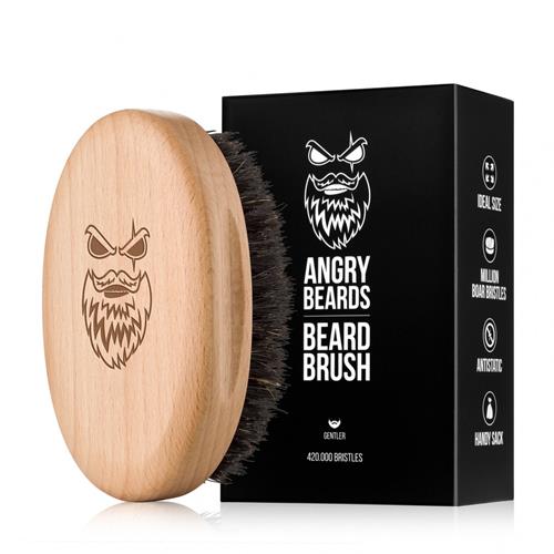 Angry Beards Gentler - dřevěný kartáč na vousy (měkčí štětiny)