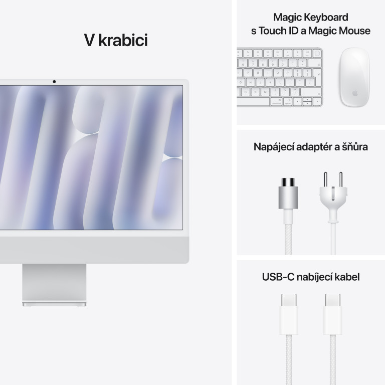 Apple iMac 24" M4 čip 10jadrový CPU/10jadrový GPU,24 GB,512 GB SSD,Strieborný