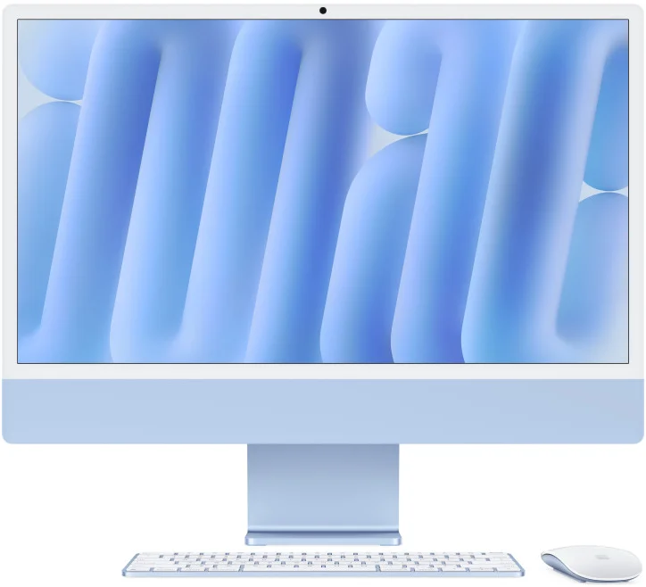 Apple iMac 24" s čipom M4, 8-jadrový CPU/8-jadrový GPU, 16 GB, 256 GB SSD, modrý