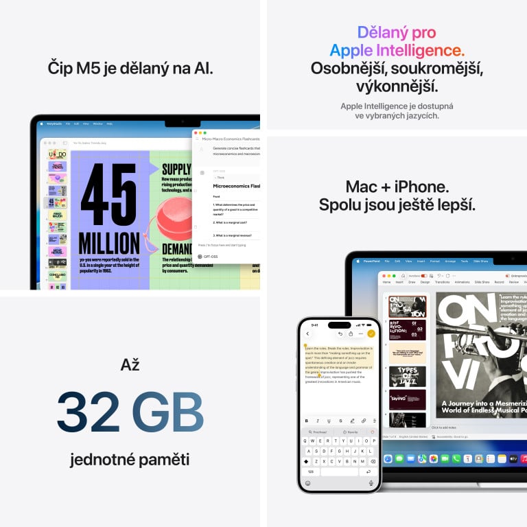 Apple MacBook Air 13" M5 16 GB, 512 GB SSD, polnočná čierna