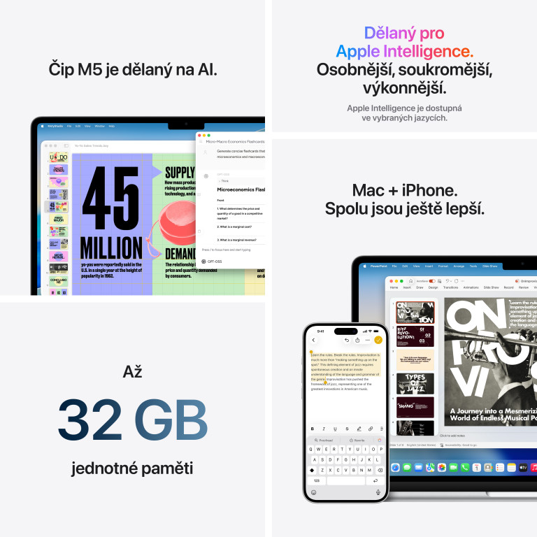 Apple MacBook Air 13" M5 16 GB, 512 GB SSD, strieborný