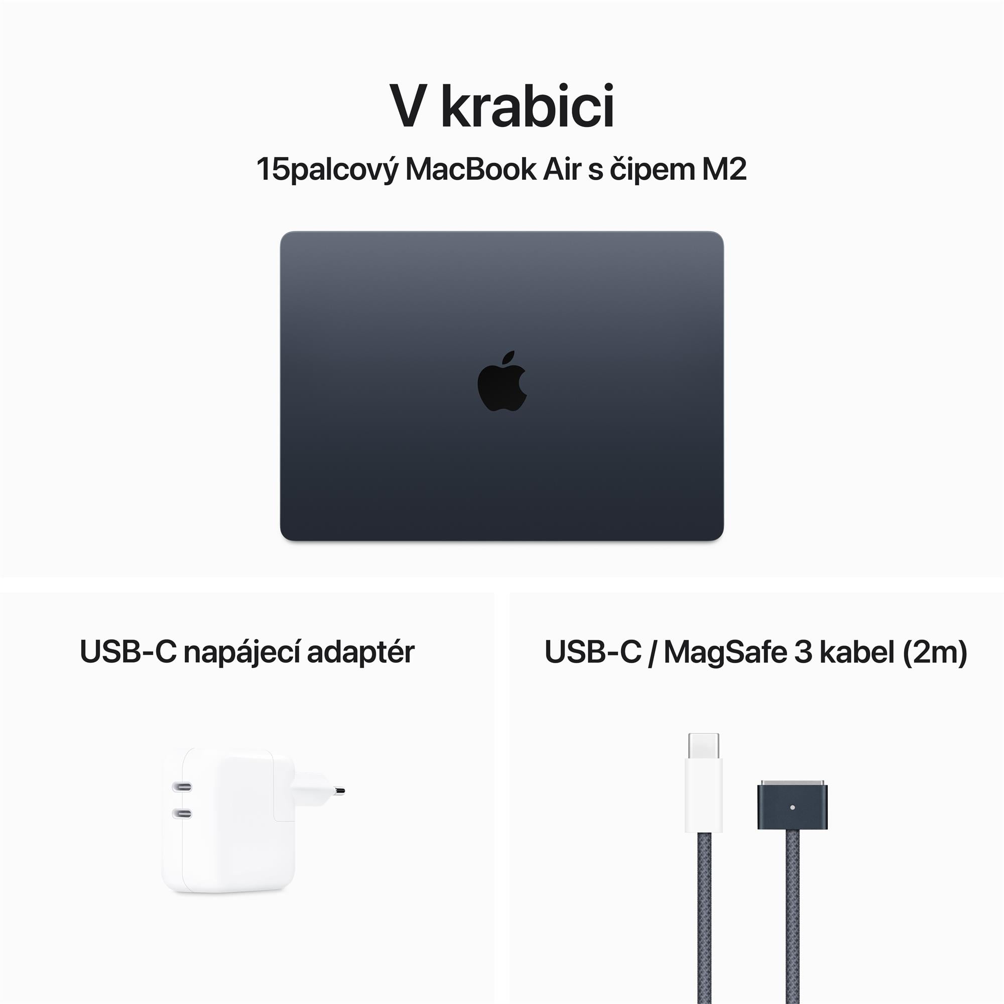 Apple MacBook Air 15",M2 8-core CPU/10-core GPU,8GB,512GB,Midnight,CZ (MQKX3CZ/A)