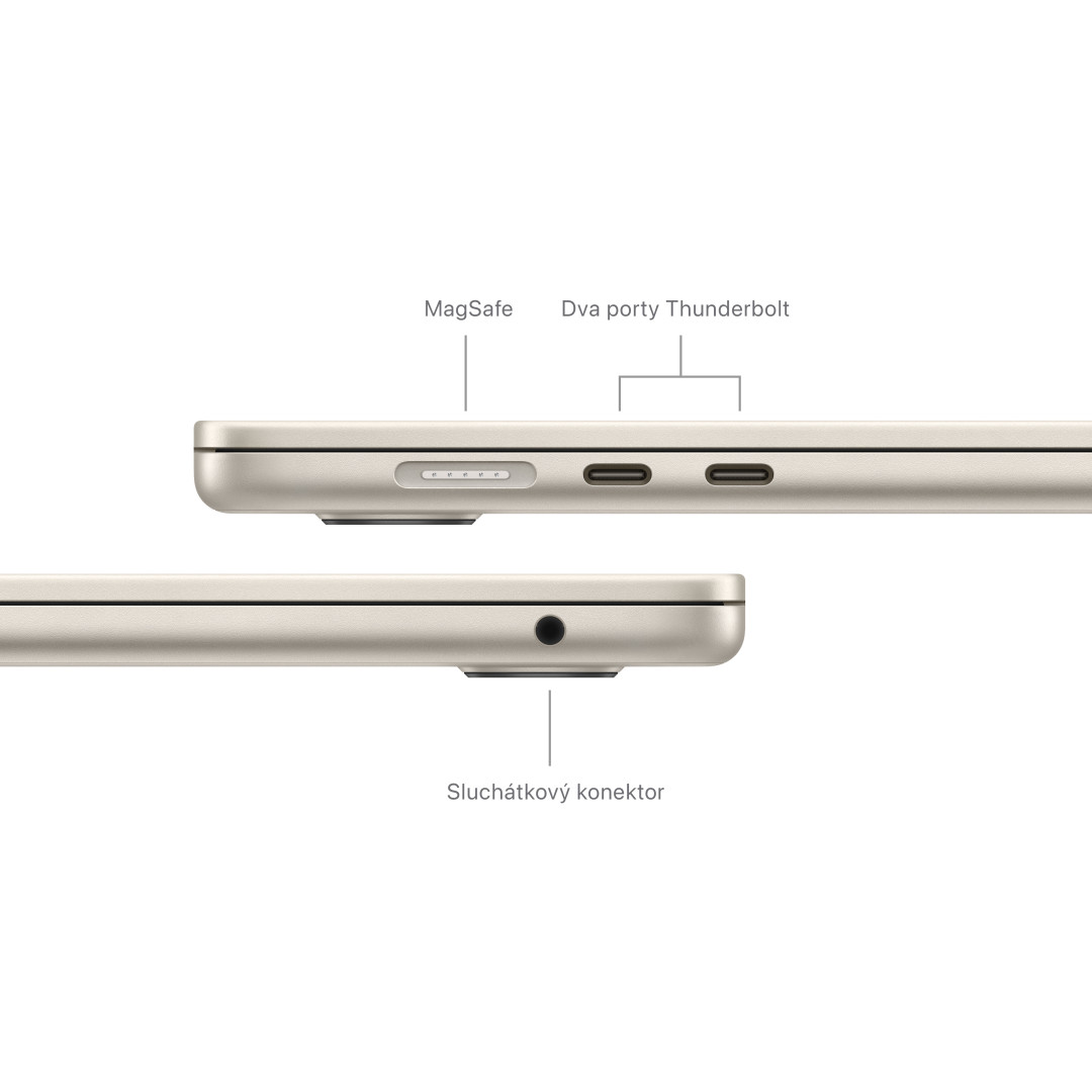 Apple MacBook Air 15'',M3 8-jadrový CPU/10-jadrový GPU,256 GB,8 GB,Starlight (mryr3cz/a)
