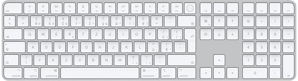 Apple Magic Keyboard s Touch ID a numerickou klávesnicou pre počítače Mac s čipom Apple - čeština - biele klávesy