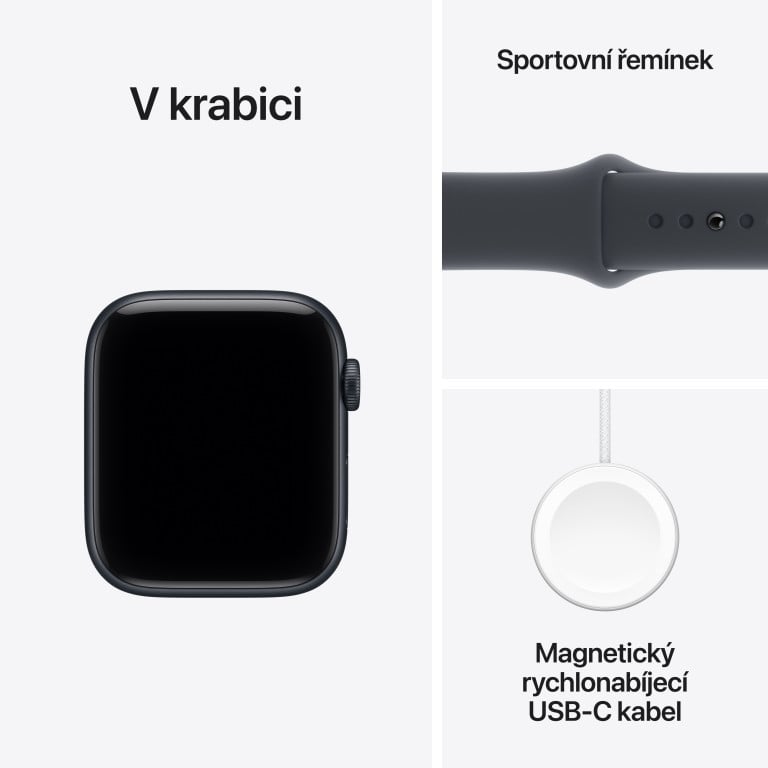 Apple Watch SE 3 GPS 40 mm hliníkové puzdro Midnight Sport Band - M/L