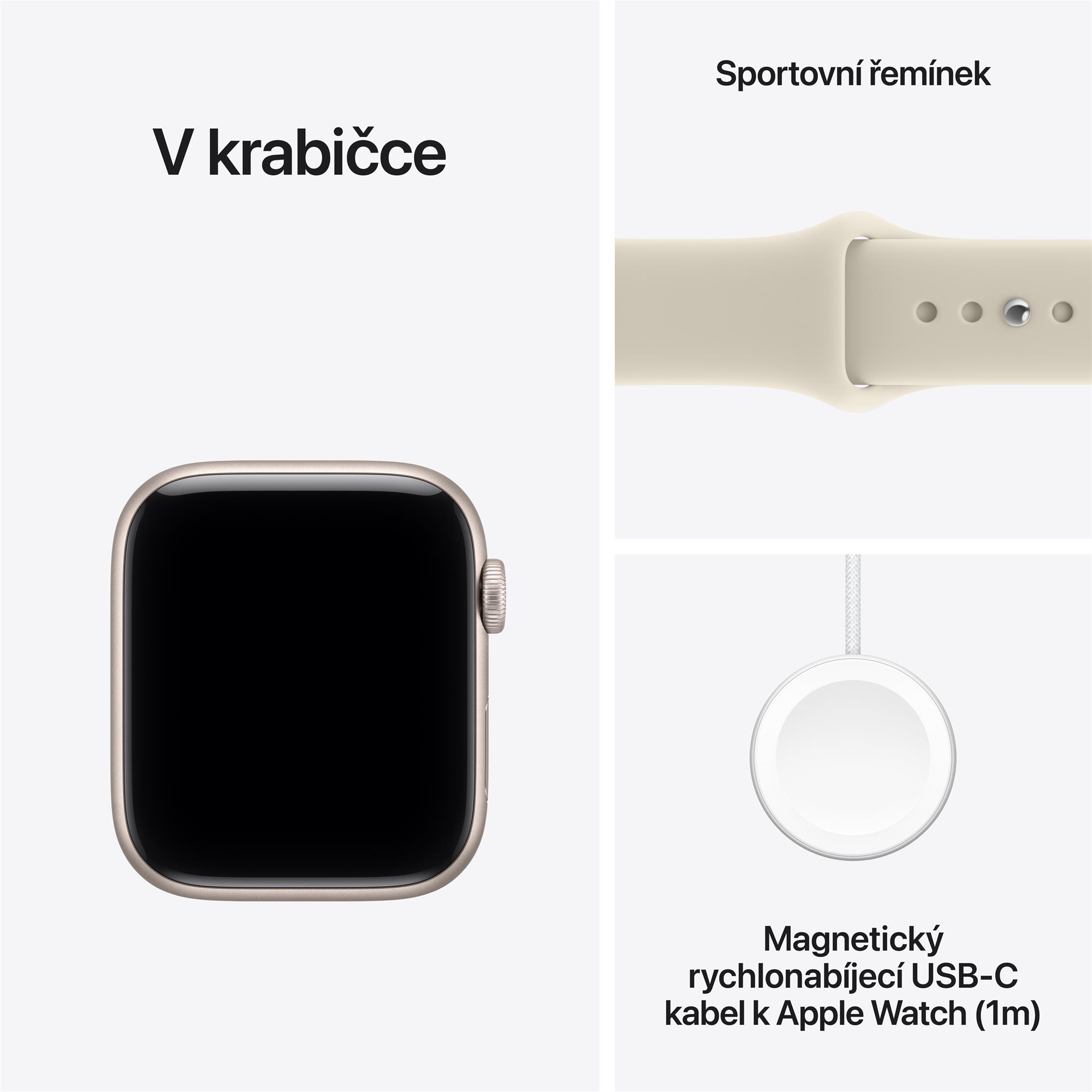 Apple Watch SE 3 GPS 44mm Starlight Aluminium Case with Sand Sport Band - S/M