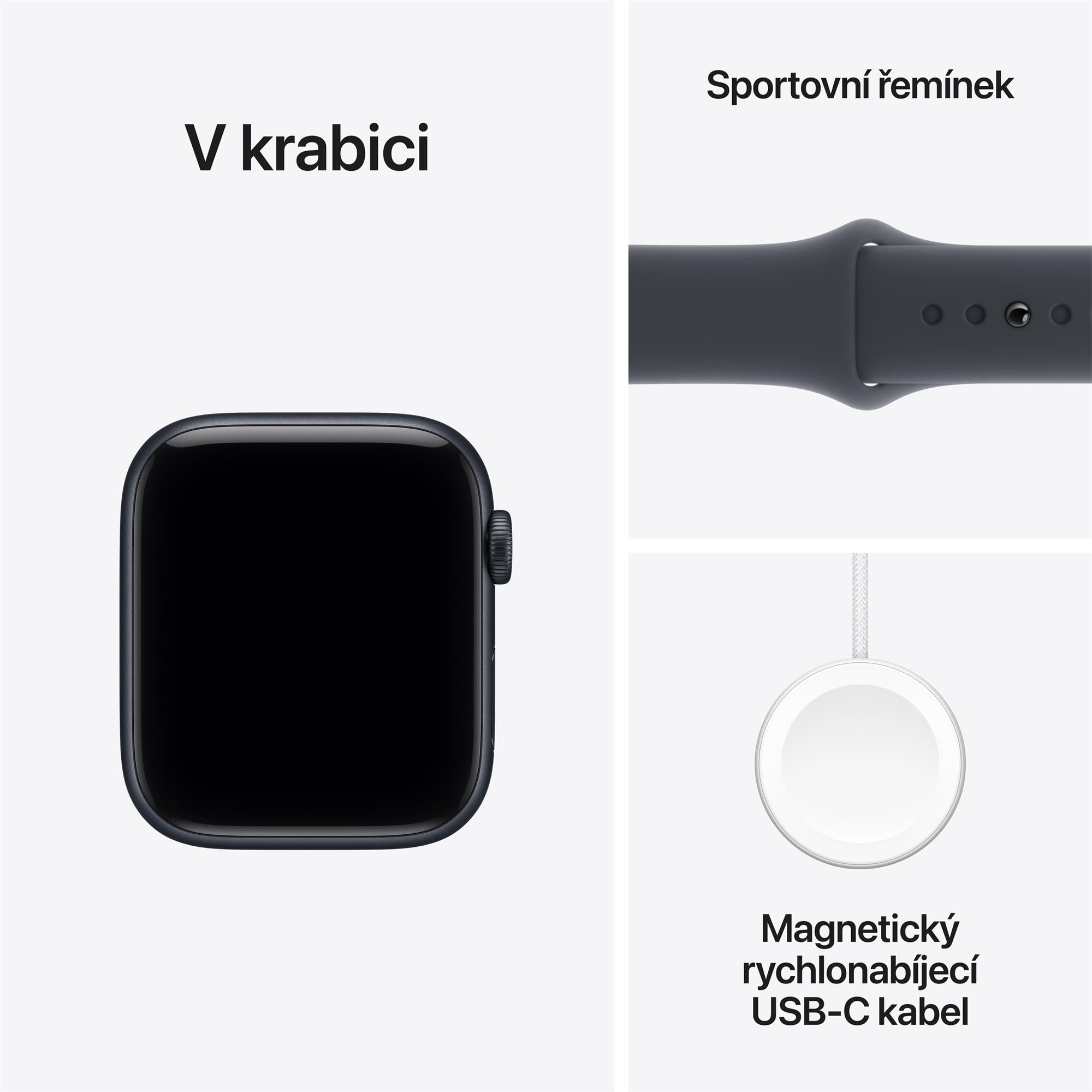 Apple Watch SE 3 GPS + Cellular 40 mm, puzdro v tmavošedej farbe s modrým športovým remienkom – M/L