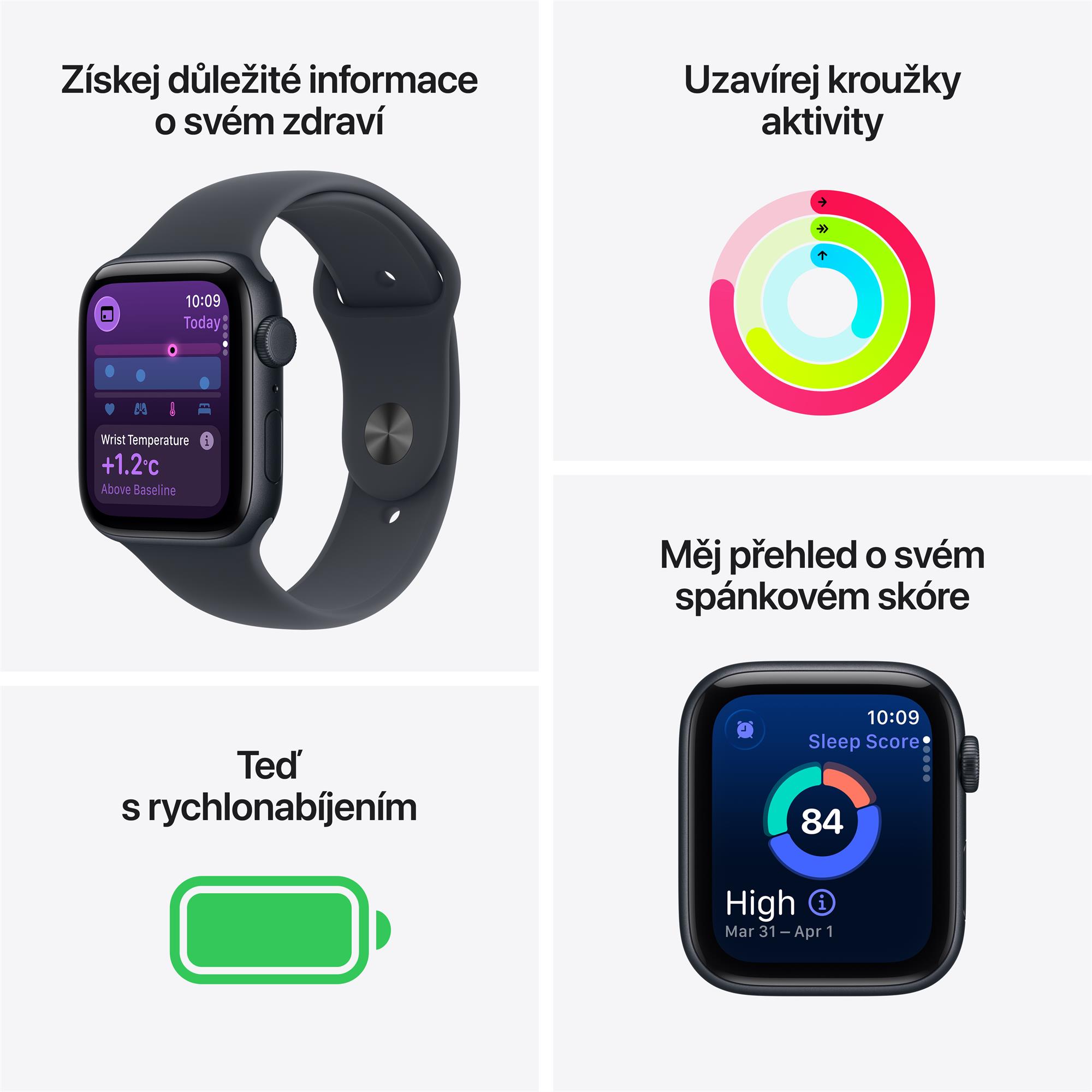 Apple Watch SE 3 GPS + Cellular 44mm Midnight Aluminium Case with Navy Blue Sport Band - M/L