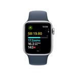 Apple Watch SE 40mm Stříbrný hliník s bouřkově modrým sportovním řemínkem - S/M