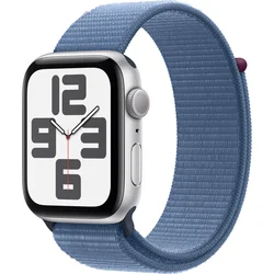 Apple Watch SE 40mm Stříbrný hliník s ledově modrým provlékacím sportovním řemínkem