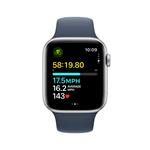 Apple Watch SE 44 mm strieborné hliníkové so športovým remienkom v búrkovo modrej farbe - M/L
