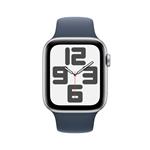 Apple Watch SE 44mm Stříbrný hliník s bouřkově modrým sportovním řemínkem - S/M