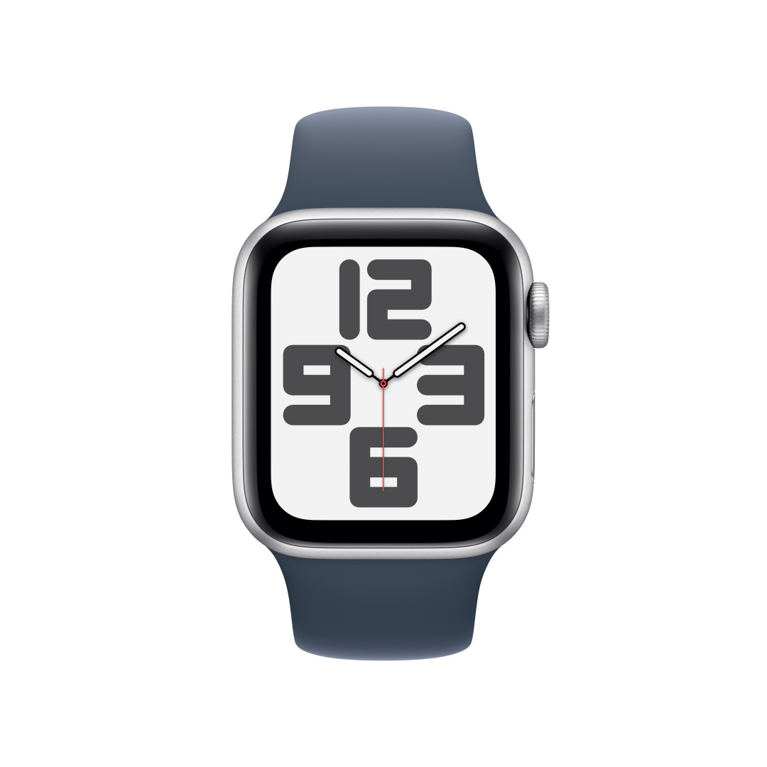 Apple Watch SE Cellular 40 mm strieborné hliníkové so športovým remienkom v búrkovo modrej farbe - S/M