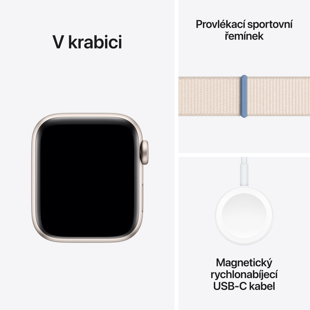 Apple Watch SE Cellular 40mm Hvězdně bílý hliník s hvězdně bílým provlékacím sportovním řemínkem