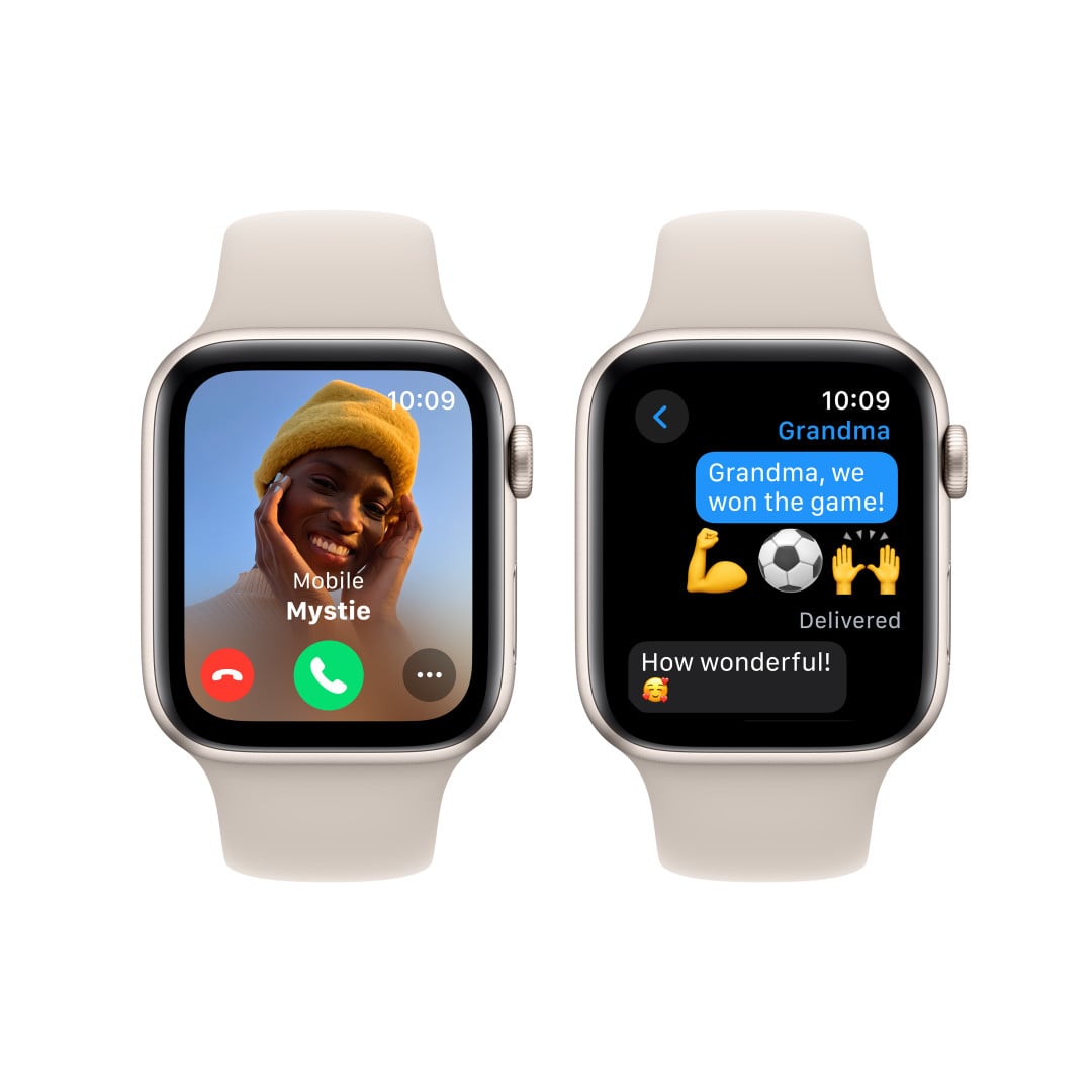 Apple Watch SE Cellular 44 mm Hviezdne biely hliník s hviezdne bielym športovým remienkom - S/M