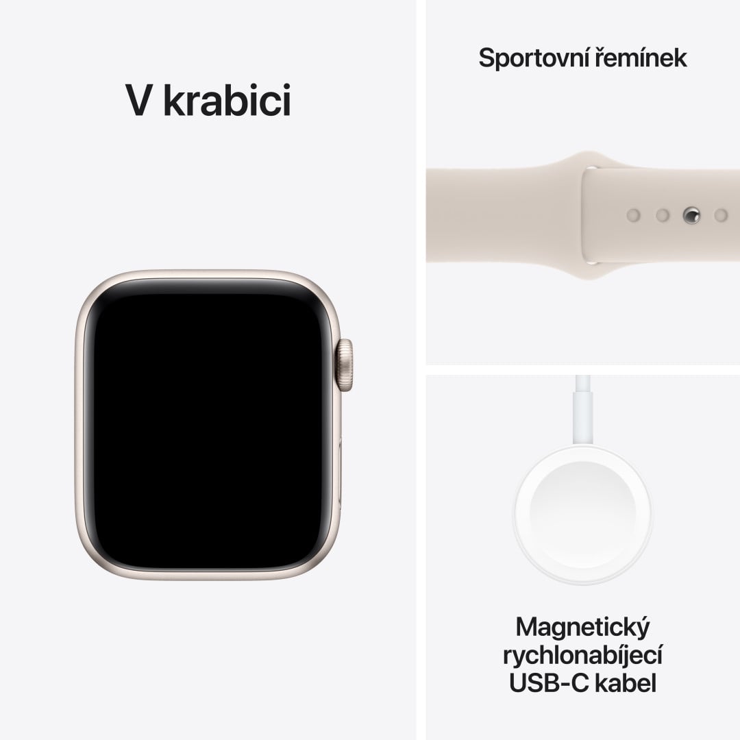 Apple Watch SE Cellular 44 mm Hviezdne biely hliník s hviezdne bielym športovým remienkom - S/M