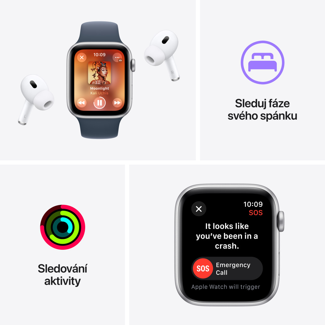 Apple Watch SE Cellular 44mm Hvězdně bílý hliník s hvězdně bílým sportovním řemínkem - M/L