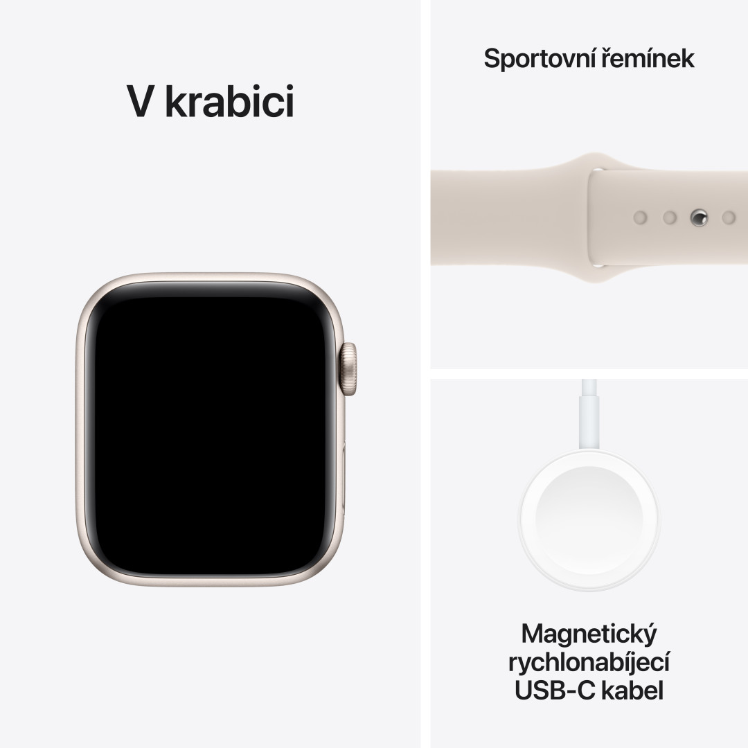 Apple Watch SE Cellular 44mm Hvězdně bílý hliník s hvězdně bílým sportovním řemínkem - S/M