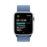 Apple Watch SE Cellular 44mm Stříbrný hliník s ledově modrým provlékacím sportovním řemínkem