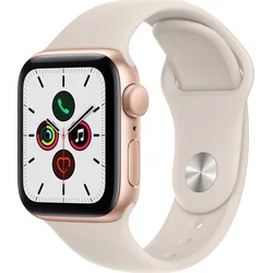 APPLE Watch SE GPS, 40mm Gold Aluminium Case with Starlight Sport Band - Regular (mkq03hc/a)