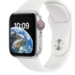 Apple Watch SE GPS + Cellular 40mm Silver Aluminium Case with White Sport Band - Regular (mnpp3cs/a)