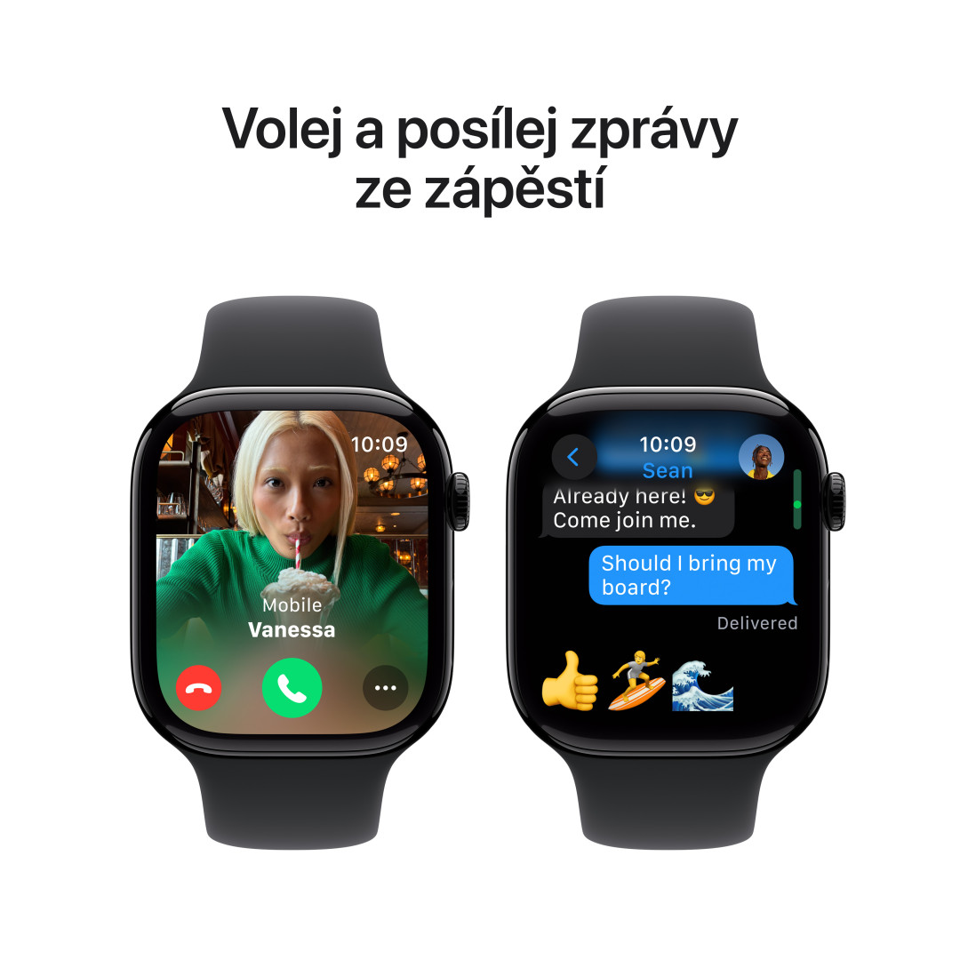 Apple Watch Series 10 GPS 42mm Jet Black Aluminium Case with Black Sport Band - S/M (MWWE3QC/A)