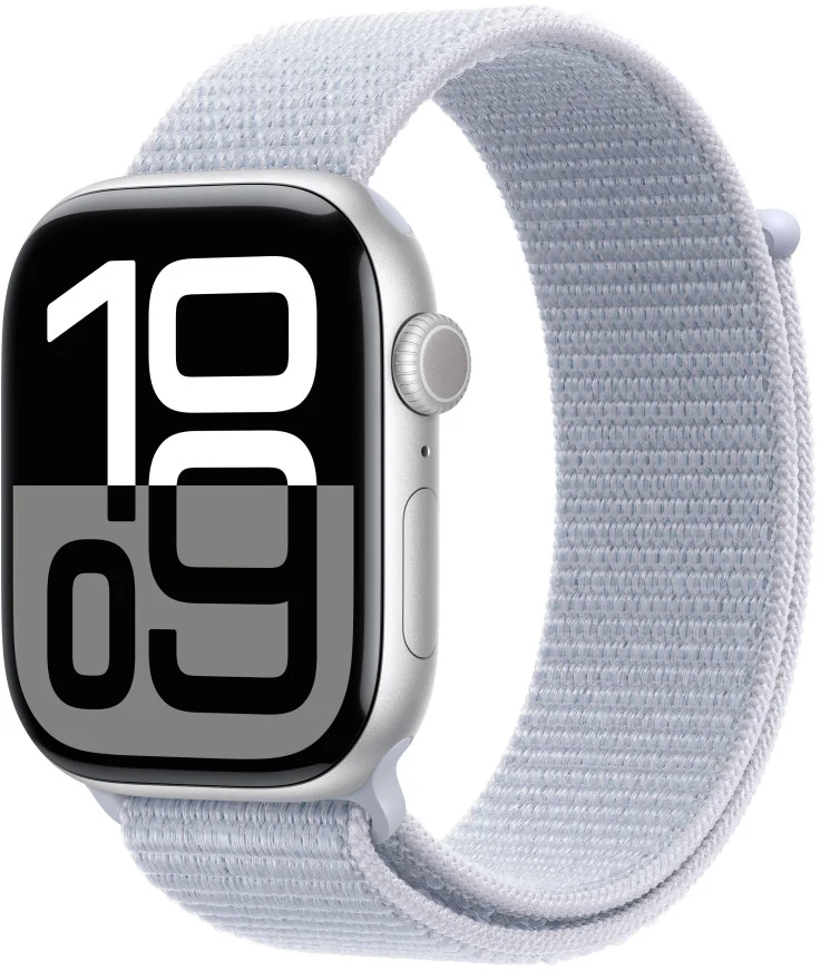 Apple Watch Series 10 GPS 46mm Silver Aluminium Case with Blue Cloud Sport Loop (MWWN3QC/A)