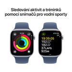 Apple Watch Series 10 GPS + Cellular 42mm strieborné hliníkové puzdro so športovým denimovým remienkom - S/M (MWX33QC/A)
