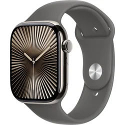 Apple Watch Series 10 GPS + Cellular 46 mm puzdro z prírodného titánu s kamenným športovým remienkom - M/L (MWYA3QC/A)