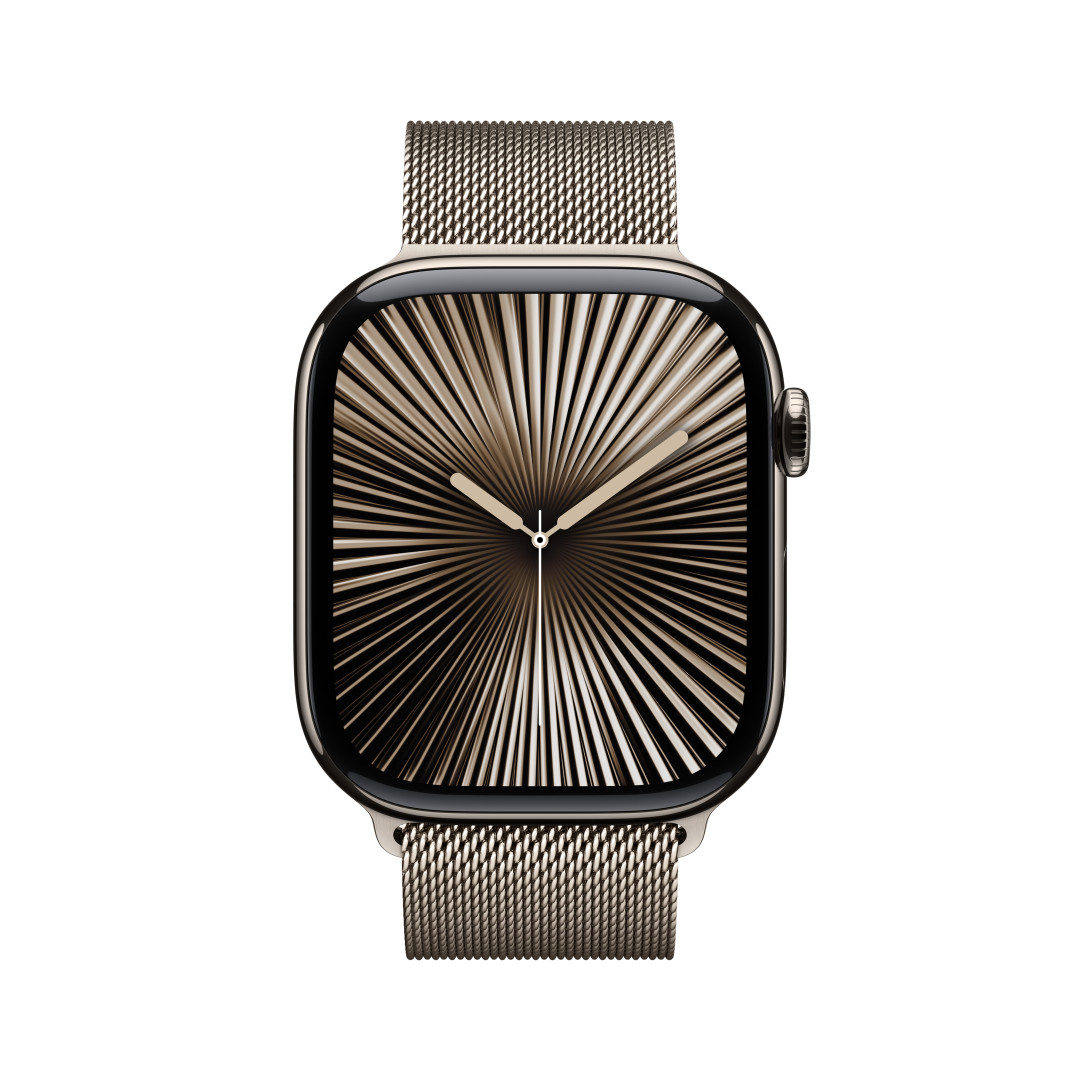 Apple Watch Series 10 GPS + Cellular 46mm Natural Titanium Case with Natural Milanese Loop - S/M (MC7Q4QC/A)