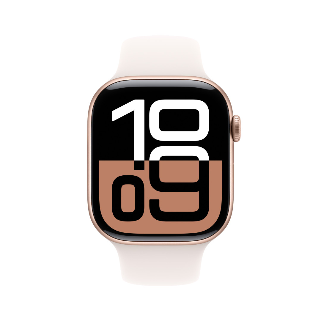Apple Watch Series 10 GPS + Cellular 46mm Rose Gold Aluminium Case with Light Blush Sport Band - M/L (MWY73QC/A)
