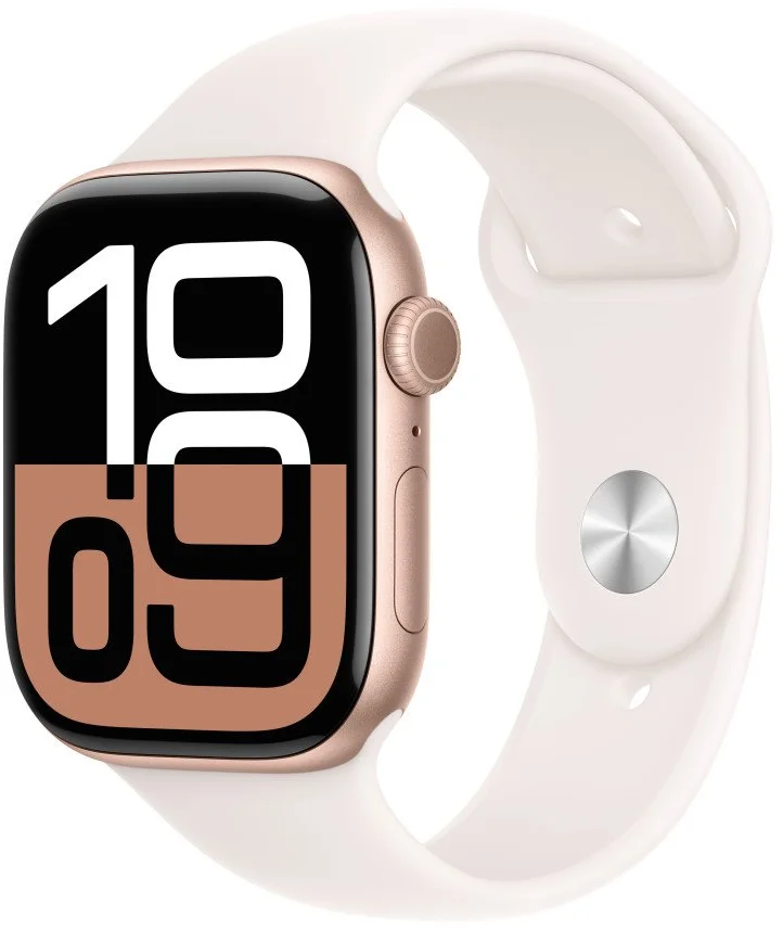 Apple Watch Series 10 GPS + Cellular 46mm Rose Gold Aluminium Case with Light Blush Sport Band - S/M (MWY63QC/A)