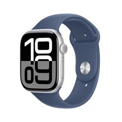 Apple Watch Series 10 GPS + Cellular 46mm strieborné hliníkové puzdro so športovým denimovým remienkom - S/M (MWY03QC/A)