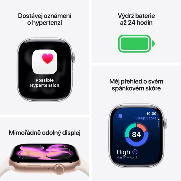 Apple Watch Series 11 GPS 46 mm, čierny hliník, čierny športový remienok – M/L