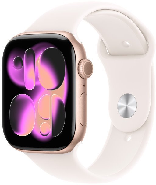 Apple Watch Series 11 GPS 46mm hliníkové puzdro Svetlo červený športový remienok - S/M