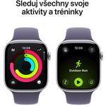 Apple Watch Series 11 GPS + Cellular 42 mm Strieborné hliníkové puzdro s fialovým športovým remienkom - M/L