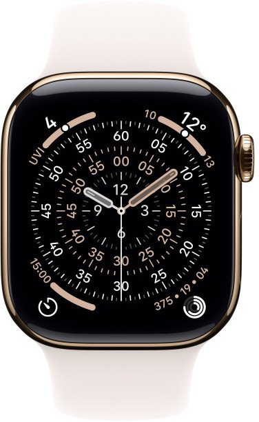 Apple Watch Series 11 GPS + Cellular 42mm Gold Titanium Case with Light Blush Sport Band - M/L