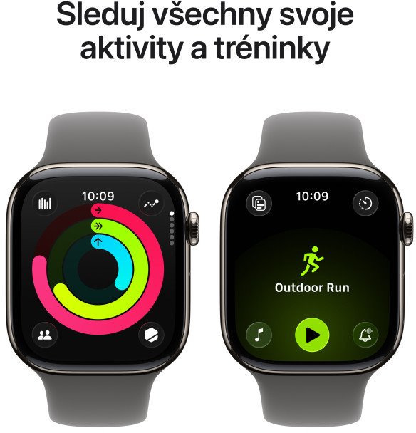Apple Watch Series 11 GPS + Cellular 42mm Natural Titanium Case with Stone Grey Sport Band - M/L