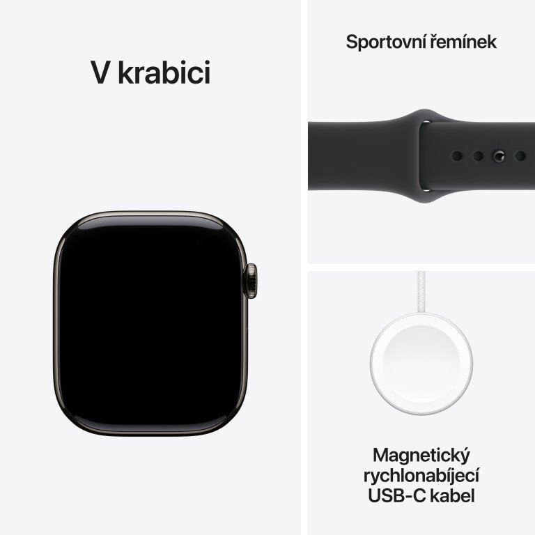 Apple Watch Series 11 GPS + Cellular 42mm Slate Titanium Case with Black Sport Band - S/M